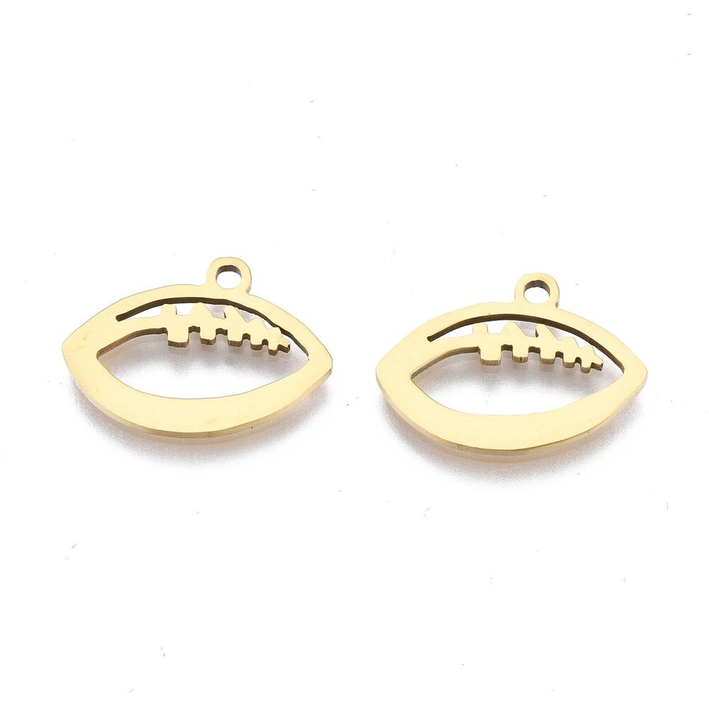 1758 20 pcs Golden Color Hollow Rugby Theme 201 Stainless Steel Charms
